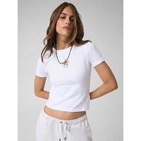 Guess Jeans Womens Cropped Logo Short Sleeve T-Shirt - White
