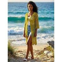Roman Crochet Longline Knit Cardigan