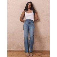 Mint Velvet Women'S 90S Straight Leg Mid-Rise Jeans - Blue