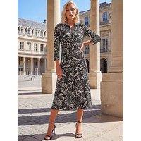 Roman Petite Button Ruched Dress