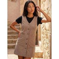 Roman Petite Cord Pinafore Dress