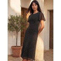 Roman Petite Studded Mesh Midi Dress