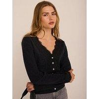 Mint Velvet Fringe Trim Cardigan - Black