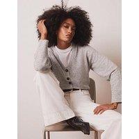 Mint Velvet Cosy V-Neck Button Front Cardigan - Grey