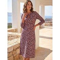 Roman Petite Paisley Tie Neck Dress