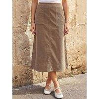 Roman Petite Cord Pocket Skirt - Brown