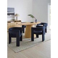 The Very Collection Lenny 160Cm Dining Table & 4 Navy Nell Dining Chairs