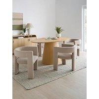 The Very Collection Lenny 160Cm Dining Table & 4 Taupe Nell Dining Chairs