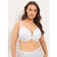 Yours Curve Lace Underwire Push Up Bra - White