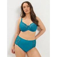 Yours Curve Stretch Lace Underwire Bra - Teal Blue