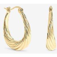 Inicio Gold Textured Large Oval Catch Hoops