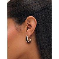 Jon Richard Gold Plated And Jet Enamel Hoop Earrings