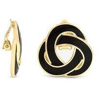 Jon Richard Gold Plated And And Jet Enamel Statement Knot Clip Earrings