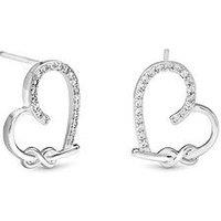 Inicio Silver Pave Open Heart Studs