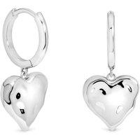 Inicio Inicio Silver Molten Heart Huggie Charm Earrings