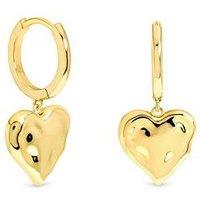 Inicio Gold Molten Heart Huggie Charm Earrings
