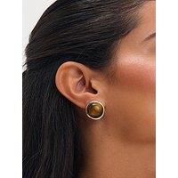 Jon Richard Gold Plated Tigers Eye Clip Earrings