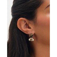 Jon Richard Gold Plated Tigers Eye And Polished Drop Earrings