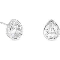 Inicio Silver Pear Bezel Studs