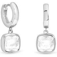 Inicio Silver Cushion Bezel Charm Hoops