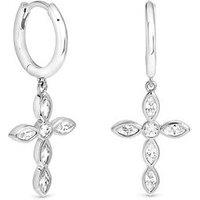 Inicio Silver Bezel Cross Charm Earrings