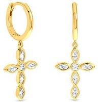 Inicio Gold Bezel Cross Charm Earrings