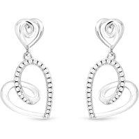 Inicio Silver Pave Open Swirl Heart Drop Earrings