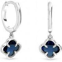 Inicio Silver Sapphire Clover Charm Huggie Hoops