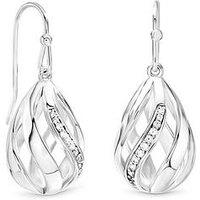 Inicio Silver Crystal Open Cage Fishhook Earrings