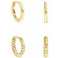 Inicio Gold Polished Hoops - Pack Of 2