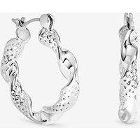 Inicio Silver Textured Twist Catch Hoop Earrings