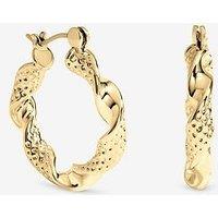 Inicio Gold Textured Twist Catch Hoop Earrings