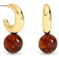 Mood Gold Plated And Brown Ball Drop Earrings