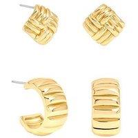 Mood Gold Plated Ridge Multipack Earrings