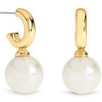 Mood Gold Plated And Pearl Hoop Earrings