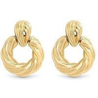 Mood Gold Plated Ridge Door Knocker Earrings