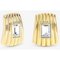 Mood Gold Plated And Crystal Ridge Statement Earrings