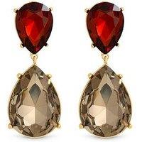 Mood Gold Plated Brown Statement Pear Drop Earrings