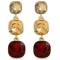 Mood Gold Plated Brown Tonal Drop Earrings