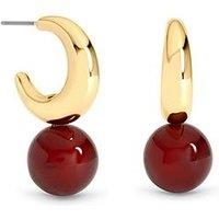 Mood Gold Plated And Red Ball Drop Earrings