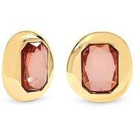 Mood Gold Plated And Burgundy Stone Statement Stud Earrings