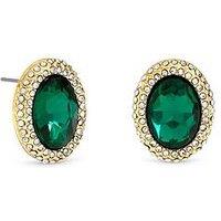 Mood Gold Plated Crystal And Emerald Stud Earrings