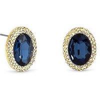 Mood Gold Plated Crystal And Blue Stud Earrings