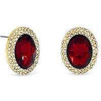 Mood Gold Plated Crystal And Red Stud Earrings
