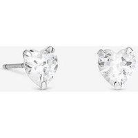 Simply Silver Simply Silver 925 Sterling Silver 7Mm Cubic Zirconia Heart Studs