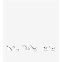 Simply Silver Simply Silver 925 Sterling Silver Cubic Zirconia Classic Round Earrings - Pack Of 3