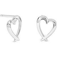 Simply Silver 925 Sterling Silver Crossover Heart Stud Earrings