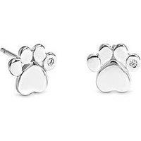 Simply Silver 925 Sterling Silver Paw Print Stud Earrings