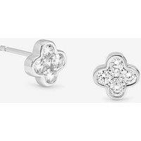 Simply Silver 925 Sterling Silver Polished And Cubic Zirconia Clover Stud Earrings