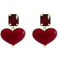 Mood Gold Plated Red Heart Earrings